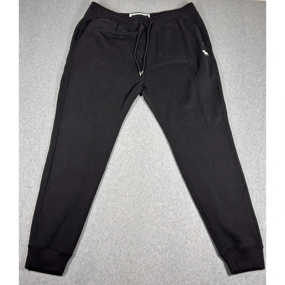 Abercrombie & Fitch Men's Soft Sweatpants‎ Cinch Black Fleece XXL 2XL NWT